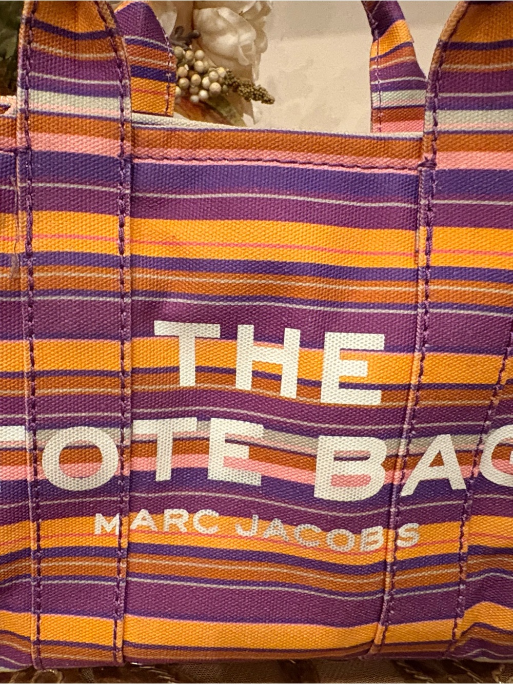 Marc Jacobs Mini Tote — Purple, Orange & Pink Stripes